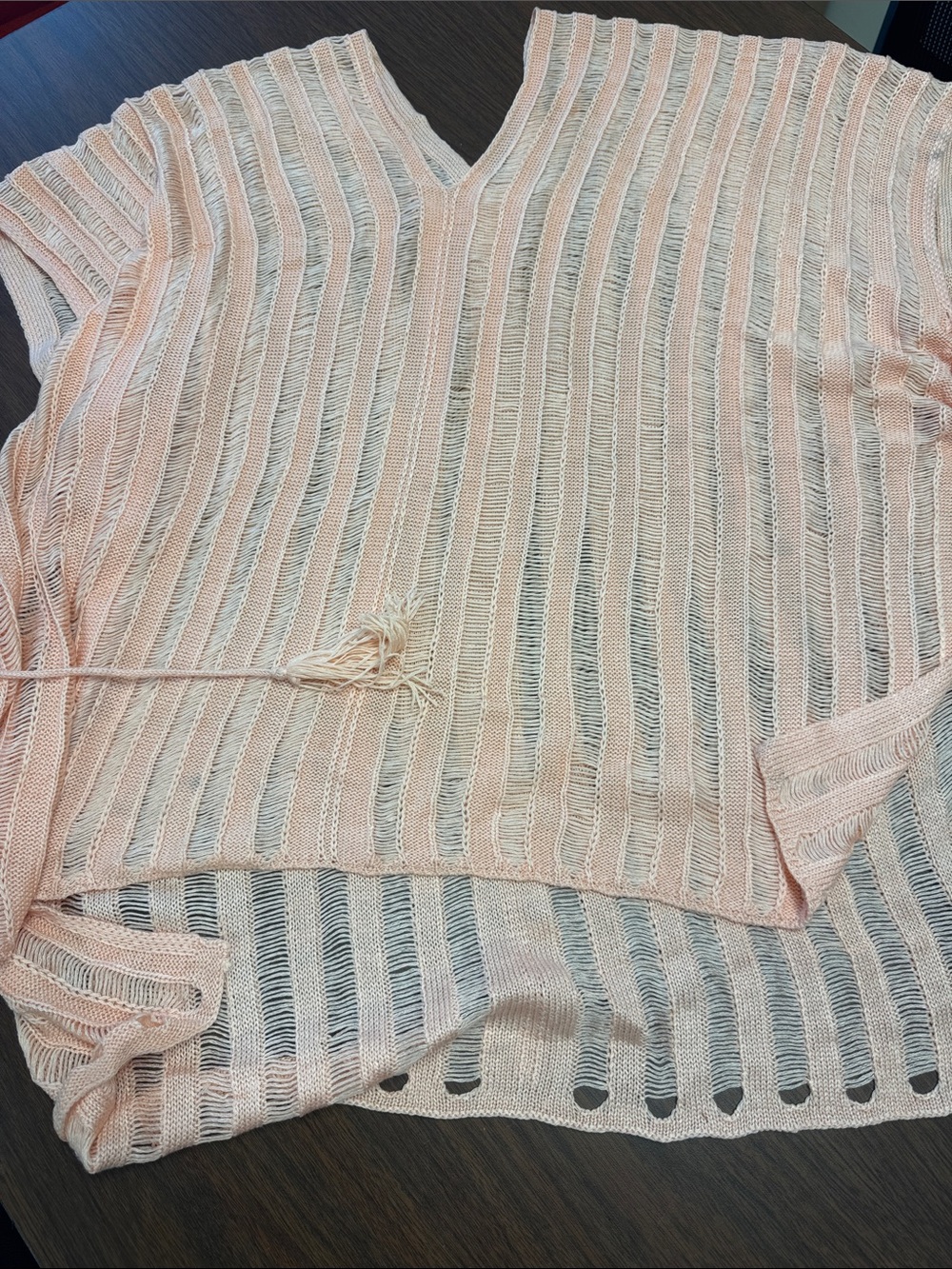 Light Peach Striped Knit Women's Top